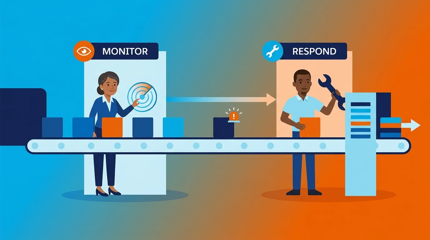 proactive monitoring and reactive update workflow diagram