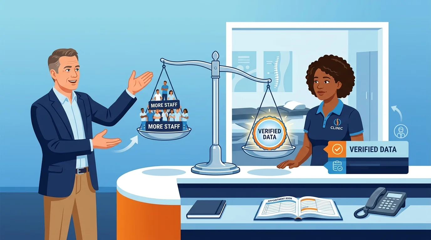 Clinic owner comparing large agency versus boutique agency resources