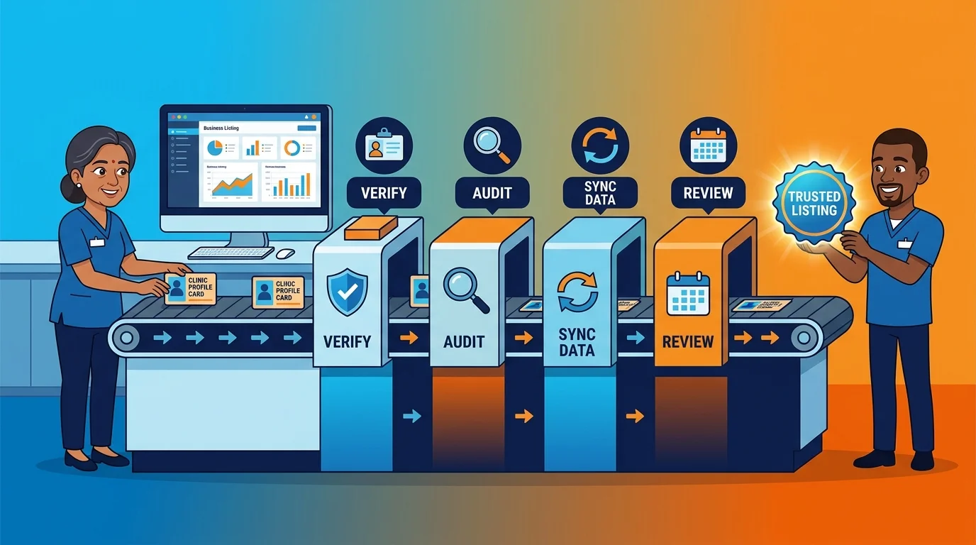 Clinic entity data verification and consistency workflow checklist