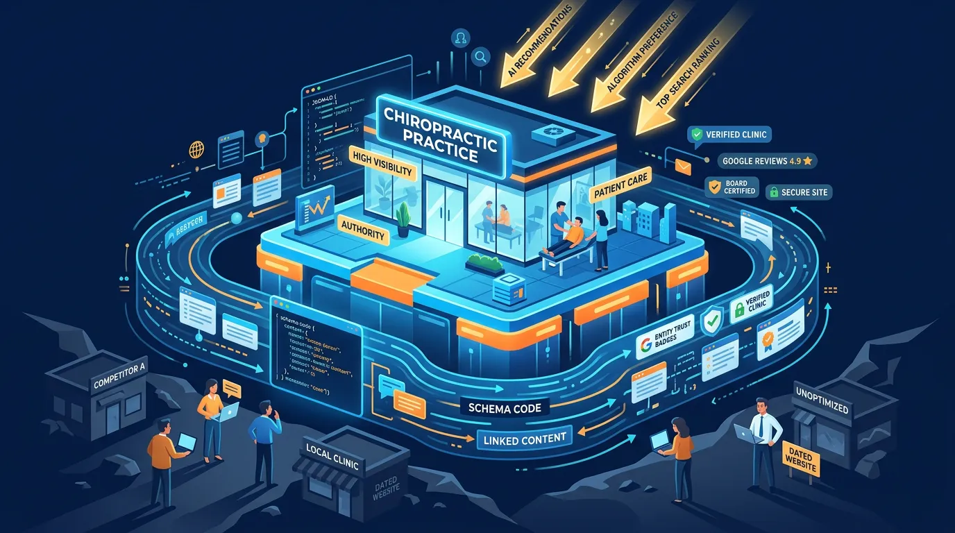 chiropractic AI authority moat built from schema entity trust and AEO content