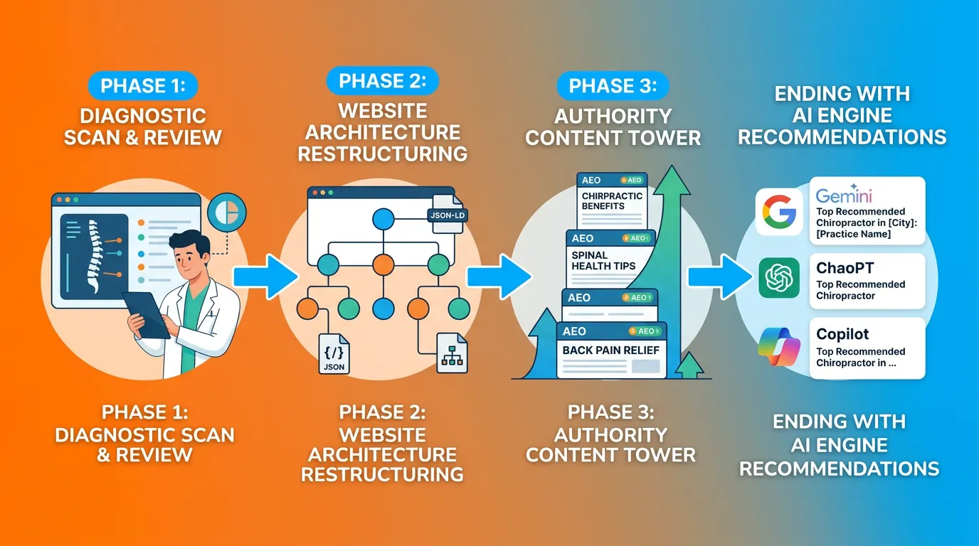 chiropractic AI authority system build phases from infrastructure to AI recommendation