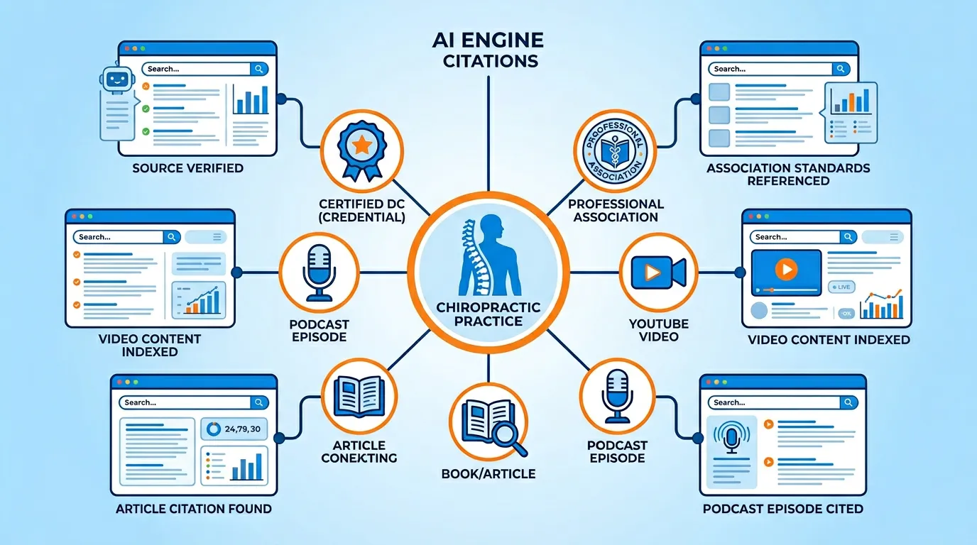 chiropractic authority signals AI citation inventory credentials publications associations