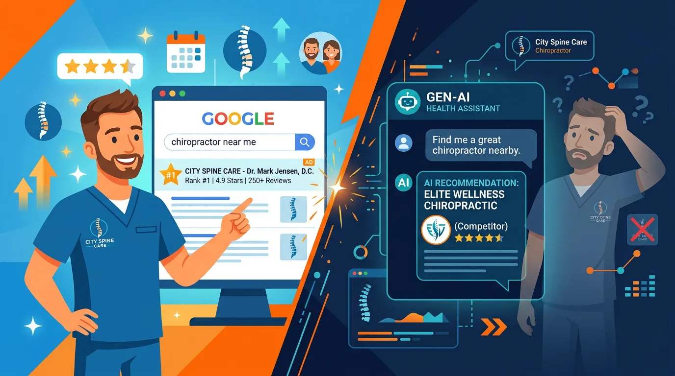 chiropractor invisible to AI search engines while competitor gets recommended