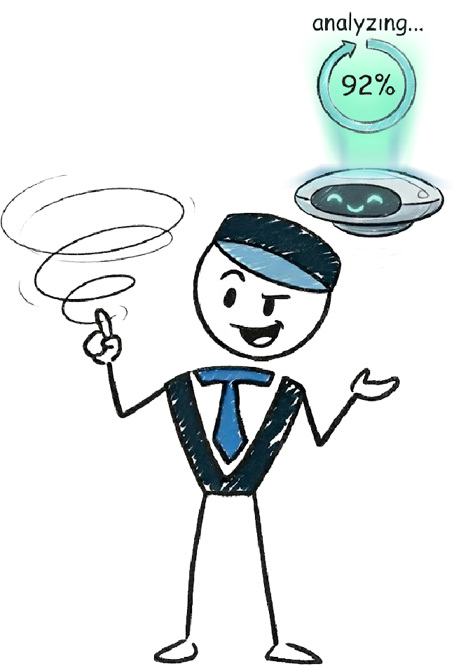 iTech Valet mascot presenting AI content analysis at 92 percent as the two-AI validation system reviews authority articles