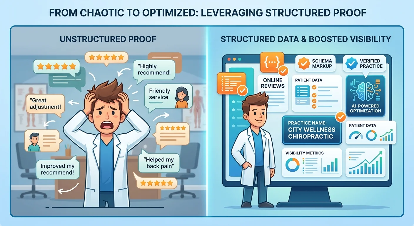 chiropractor transformation from unstructured reviews to structured proof for AI recommendations