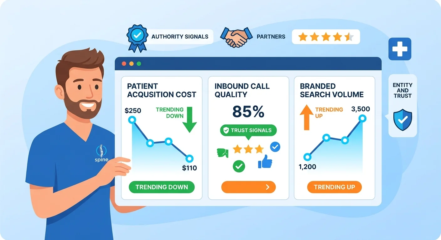 measuring AI recommendation ROI through patient acquisition cost call quality and branded search metrics