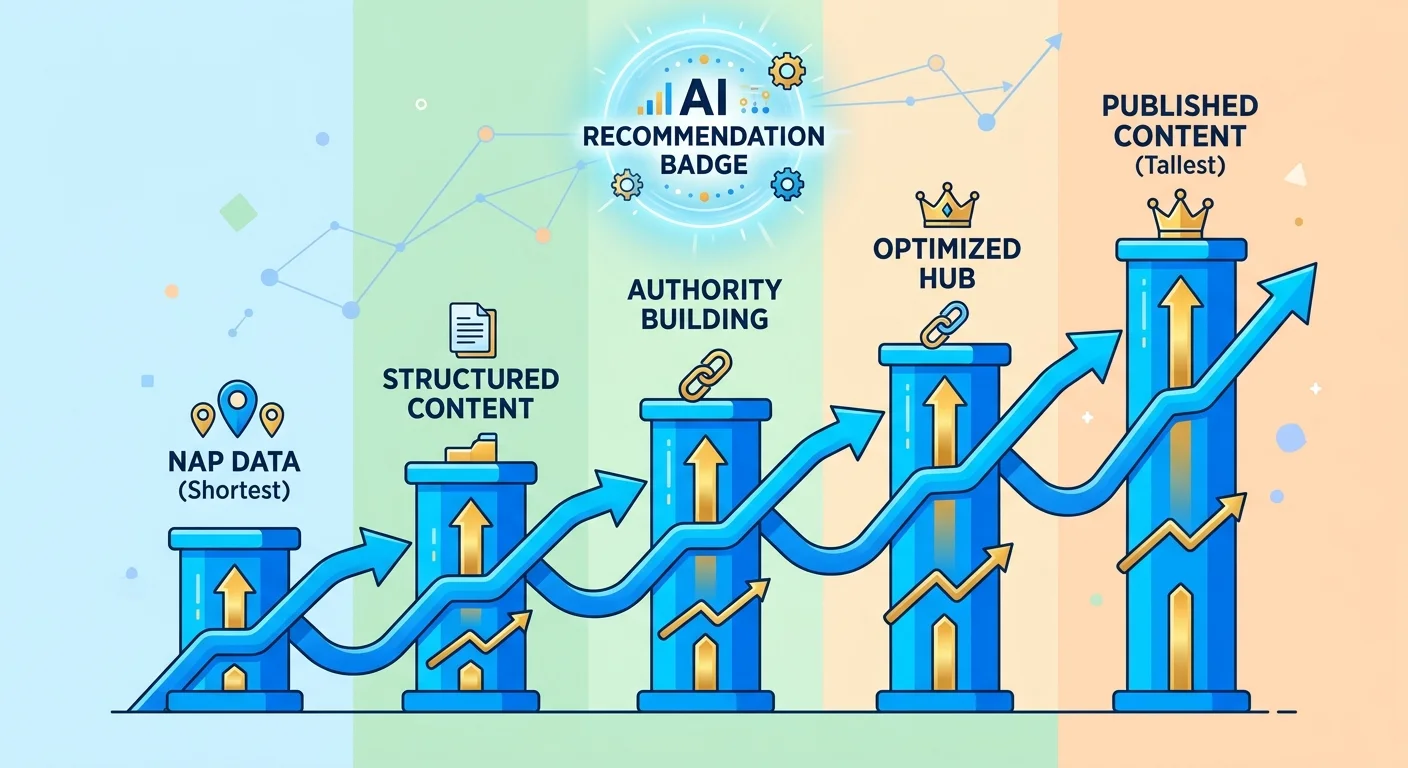 Five Entity Trust Stack layers building progressively toward AI recommendation authority