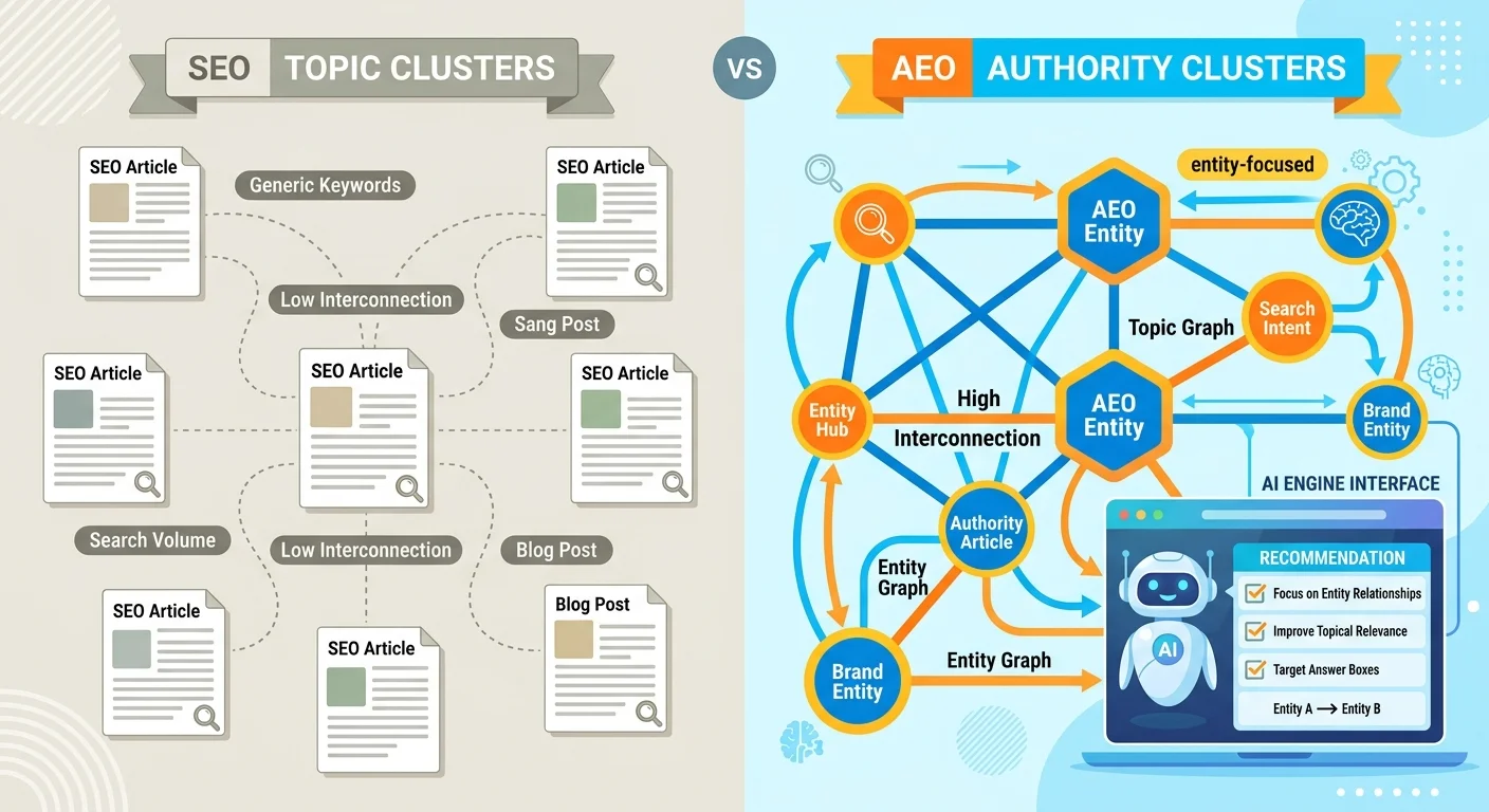 building authority sibling architecture with thematic parents and interconnected content layers for AI visibility