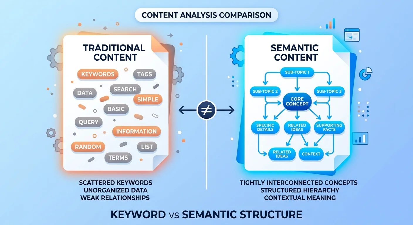 Semantic density structured content versus keyword stuffing comparison for AI visibility