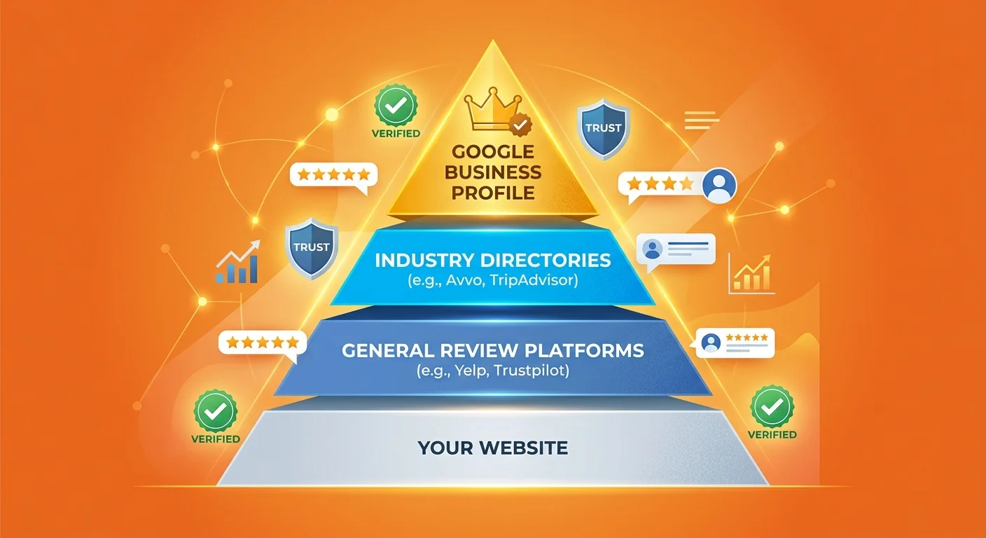 platform trust hierarchy for AI readable proof from website testimonials to Google reviews