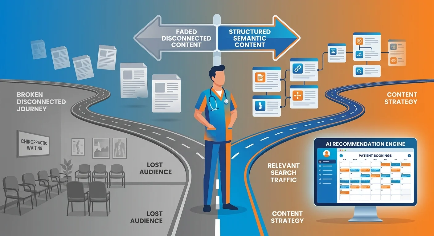 Weak semantic anchors leading to invisibility versus strong anchors leading to AI recommendations and patient bookings