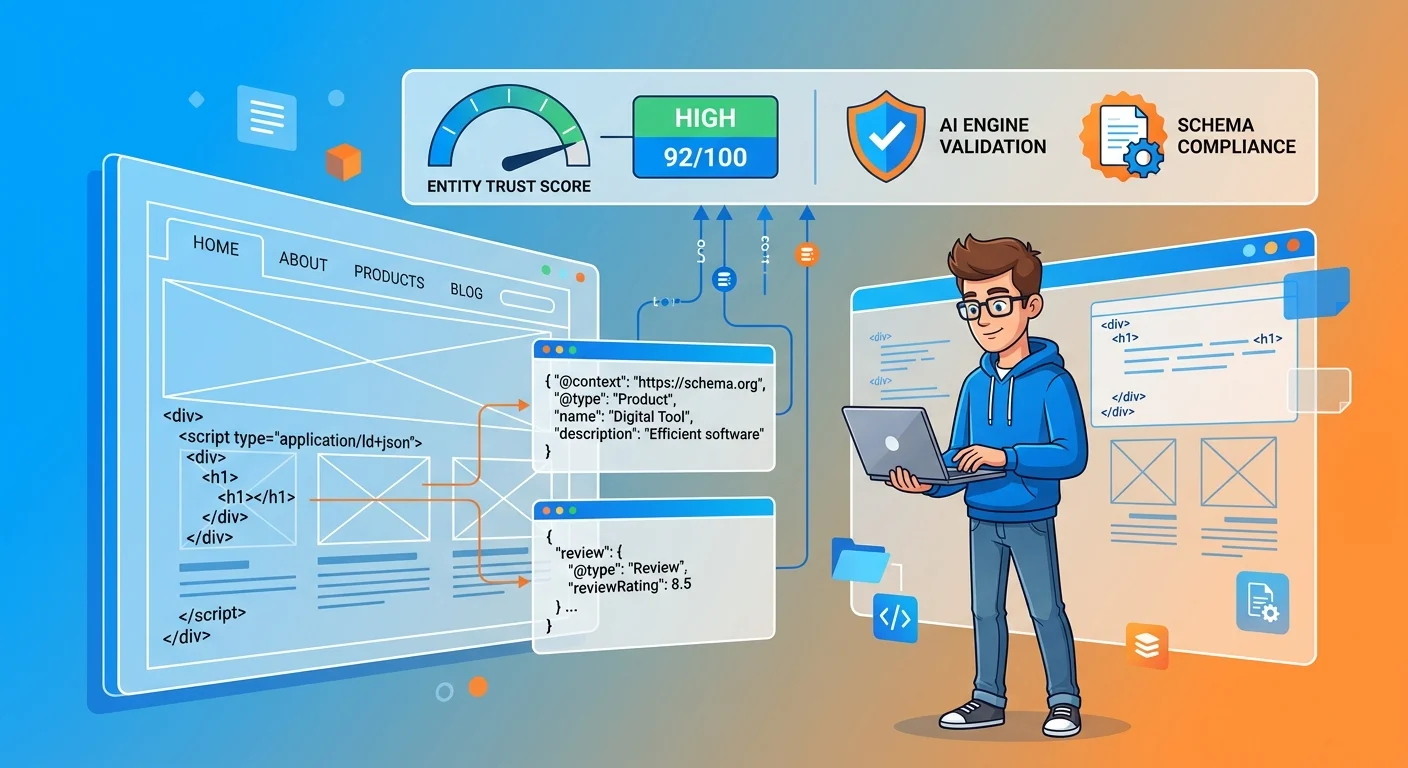 schema markup implementation process building entity trust for AI engines