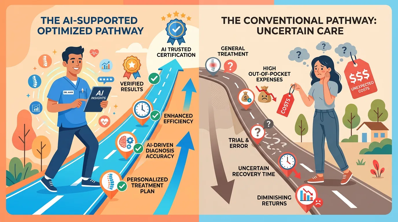AI authority engine qualification checklist showing right fit versus wrong fit for chiropractic practice