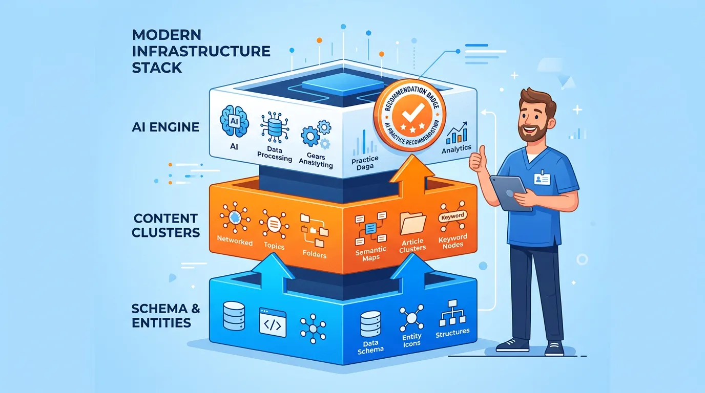 AI authority infrastructure stack schema entity content building to AI recommendation
