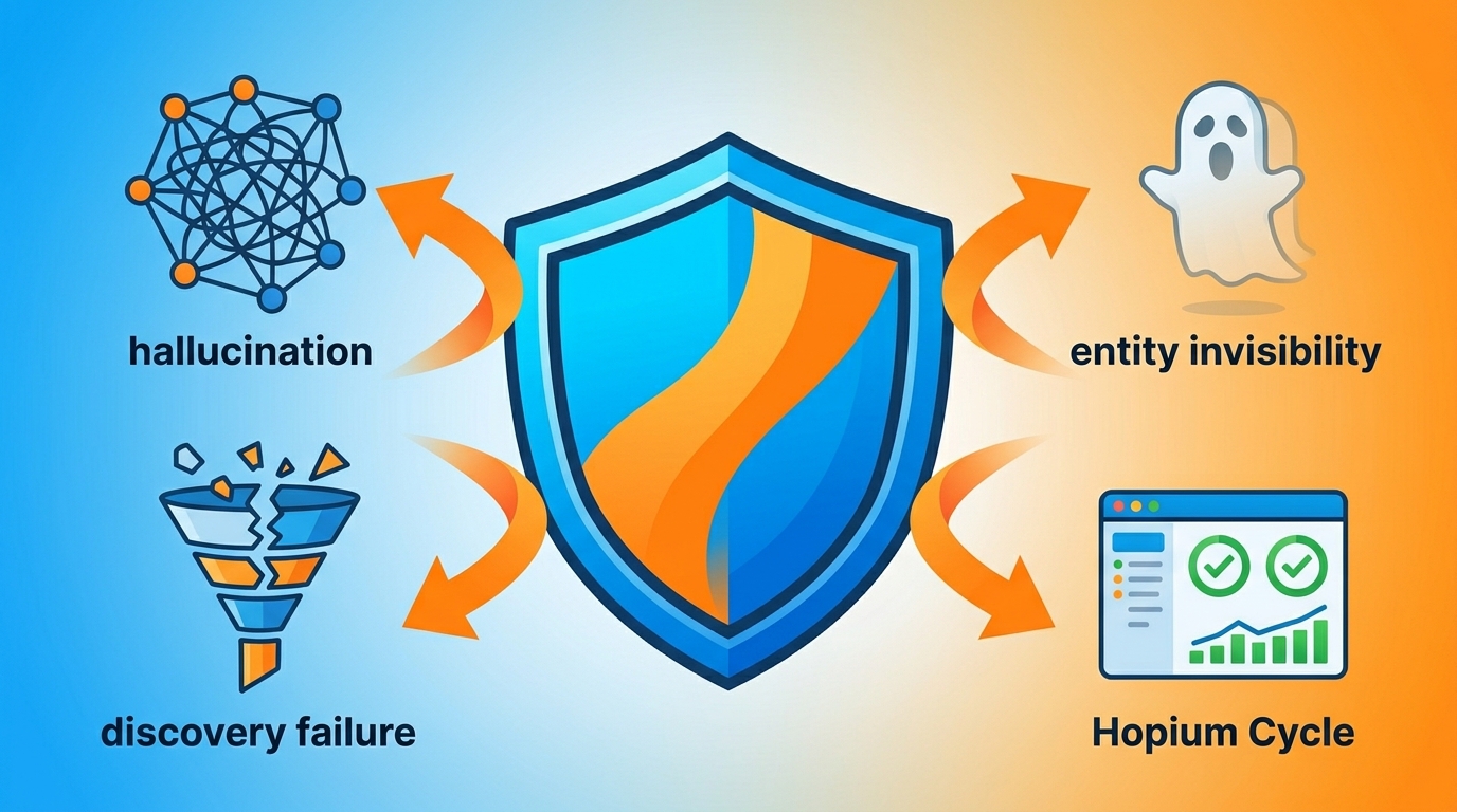 AI content validation shield protecting chiropractic practice from hallucinations entity errors AI invisibility Hopium Cycle