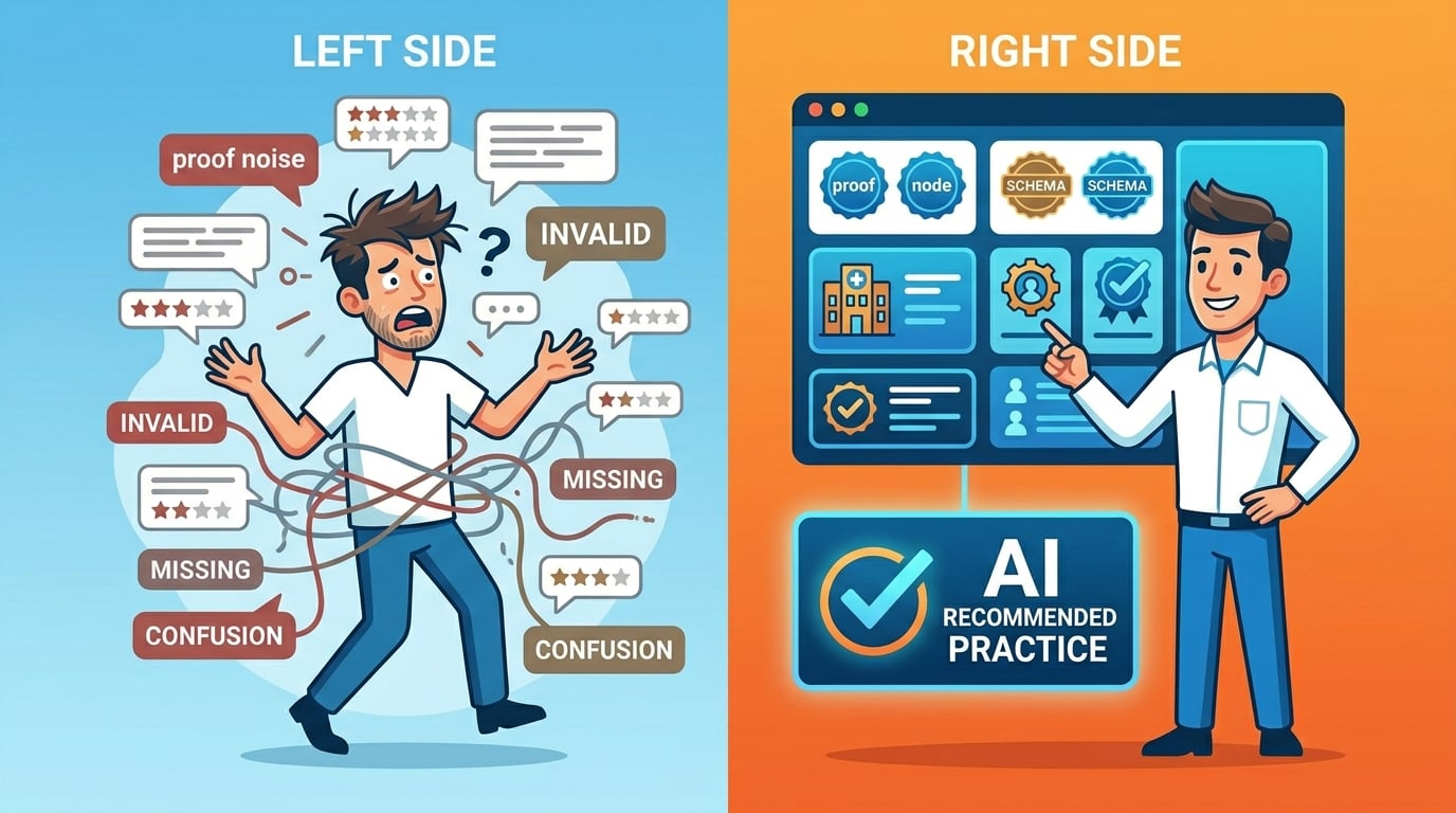 chiropractic practice transformation from proof noise to machine readable proof nodes for AI visibility