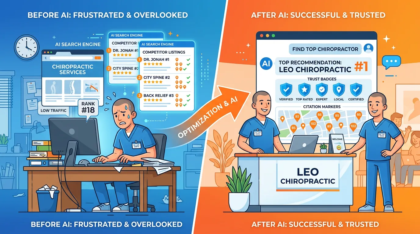 chiropractor AI authority engine recommendation vs invisible digital brochure website comparison