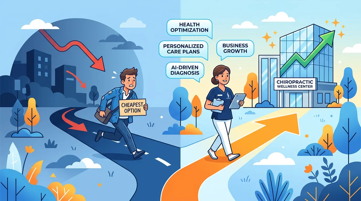 chiropractor choosing between cheap website option and AI authority infrastructure investment decision
