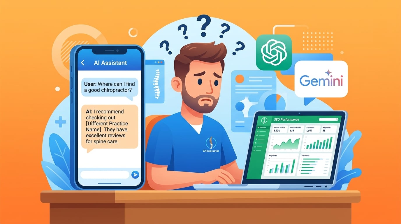 chiropractor confused by SEO dashboard while AI recommends competitor practice