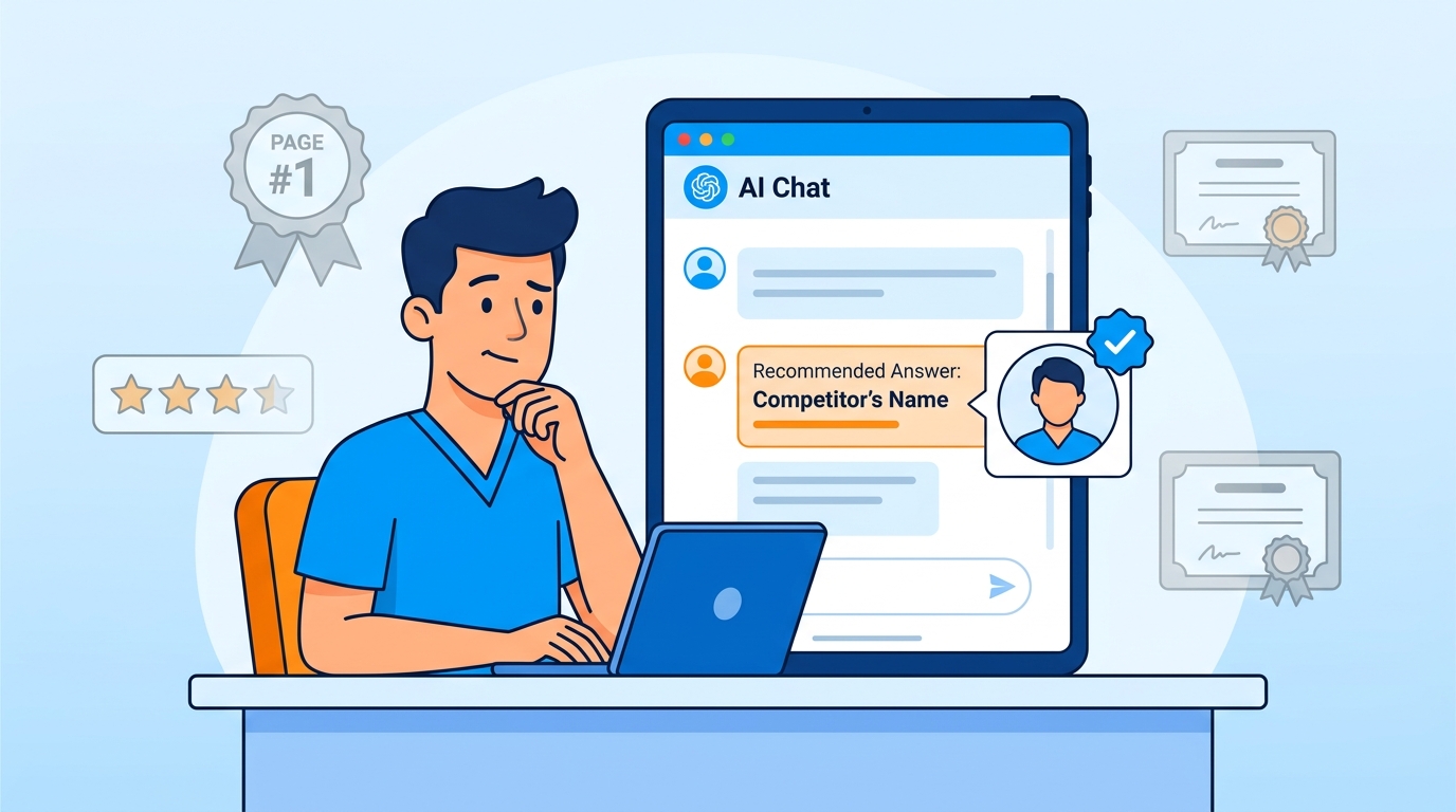 chiropractor realizes competitor is recommended by AI despite having a higher Google ranking and more patient reviews