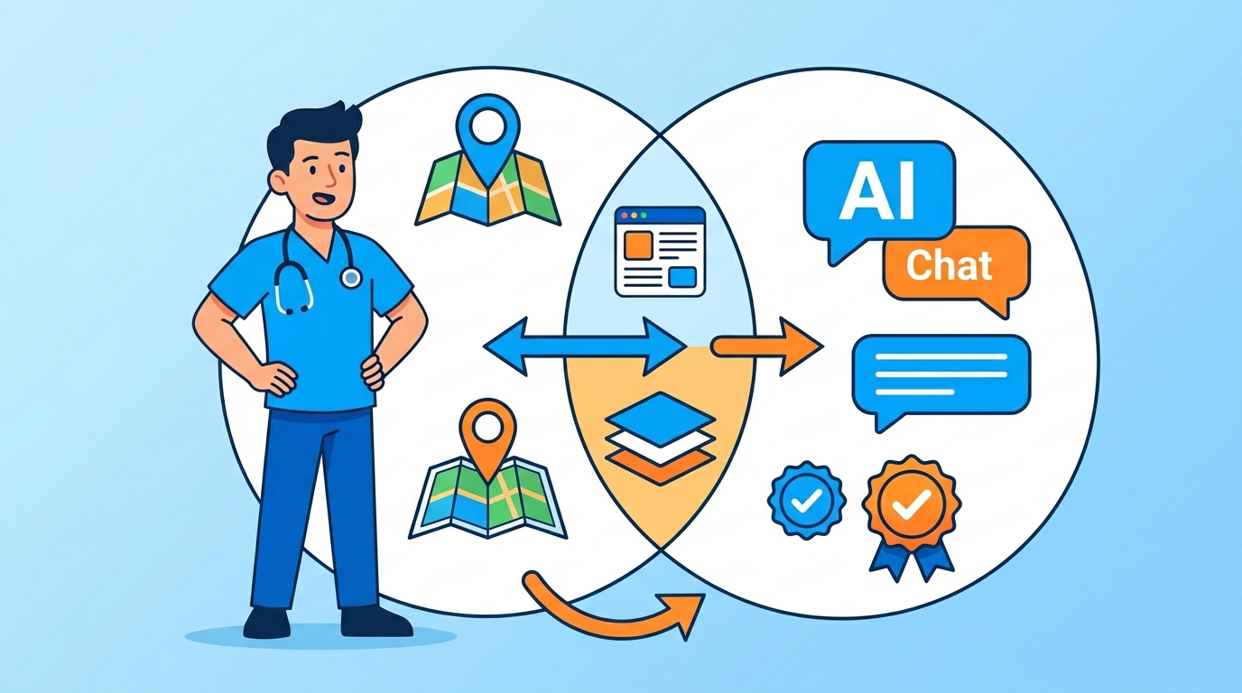 local visibility versus national AI authority comparison chiropractic practice