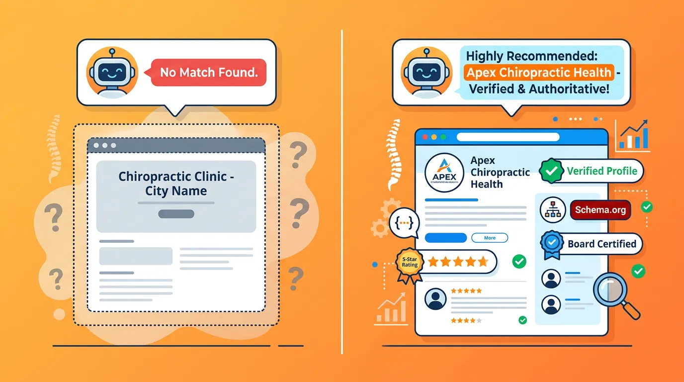 template website invisible to AI compared to entity clear practice receiving AI recommendation