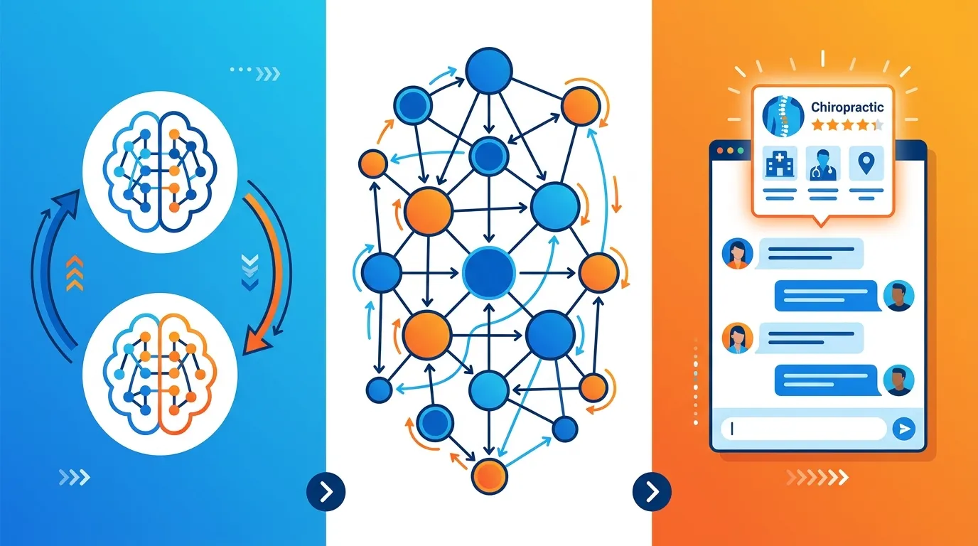 two AI validation system building interlinked authority content cluster nodes for chiropractors