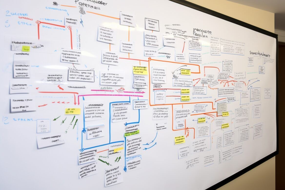 chiro website flow chart on a whiteboard