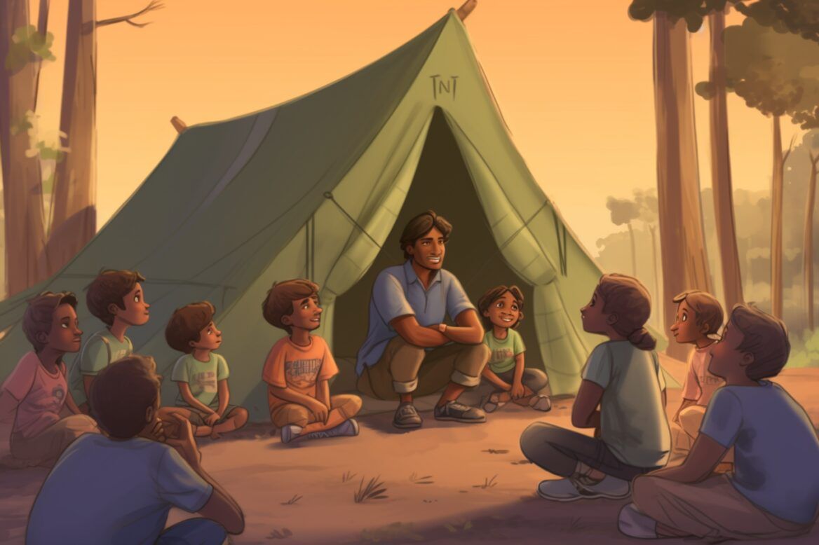 kids camping listening to stories