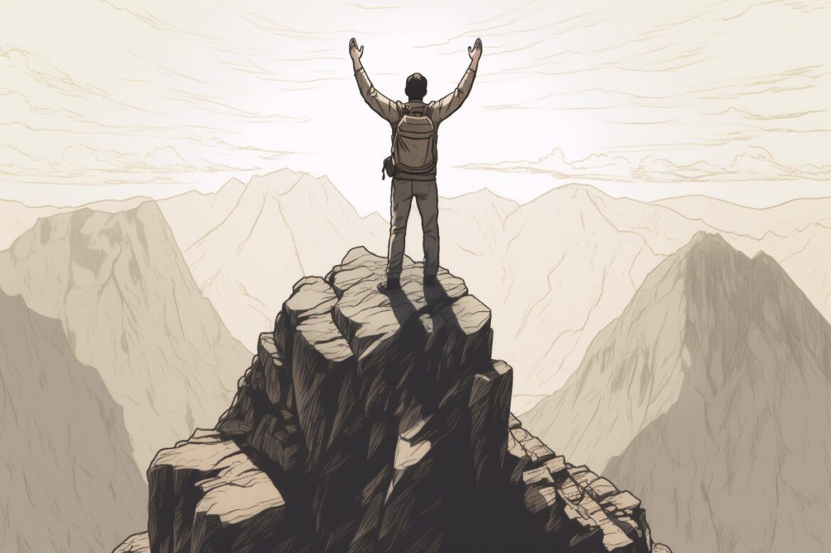 man standing on top of mountain for inspiration