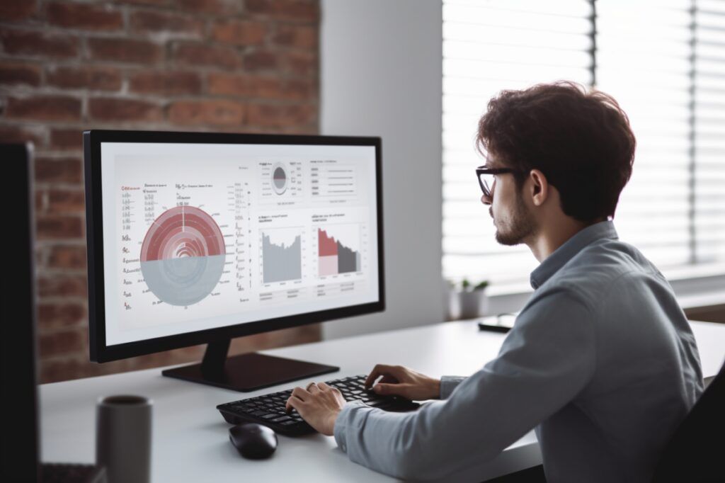 marketing professional working on a computer