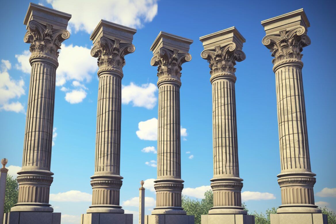 5 roman pillars signifying 5 sales funnels