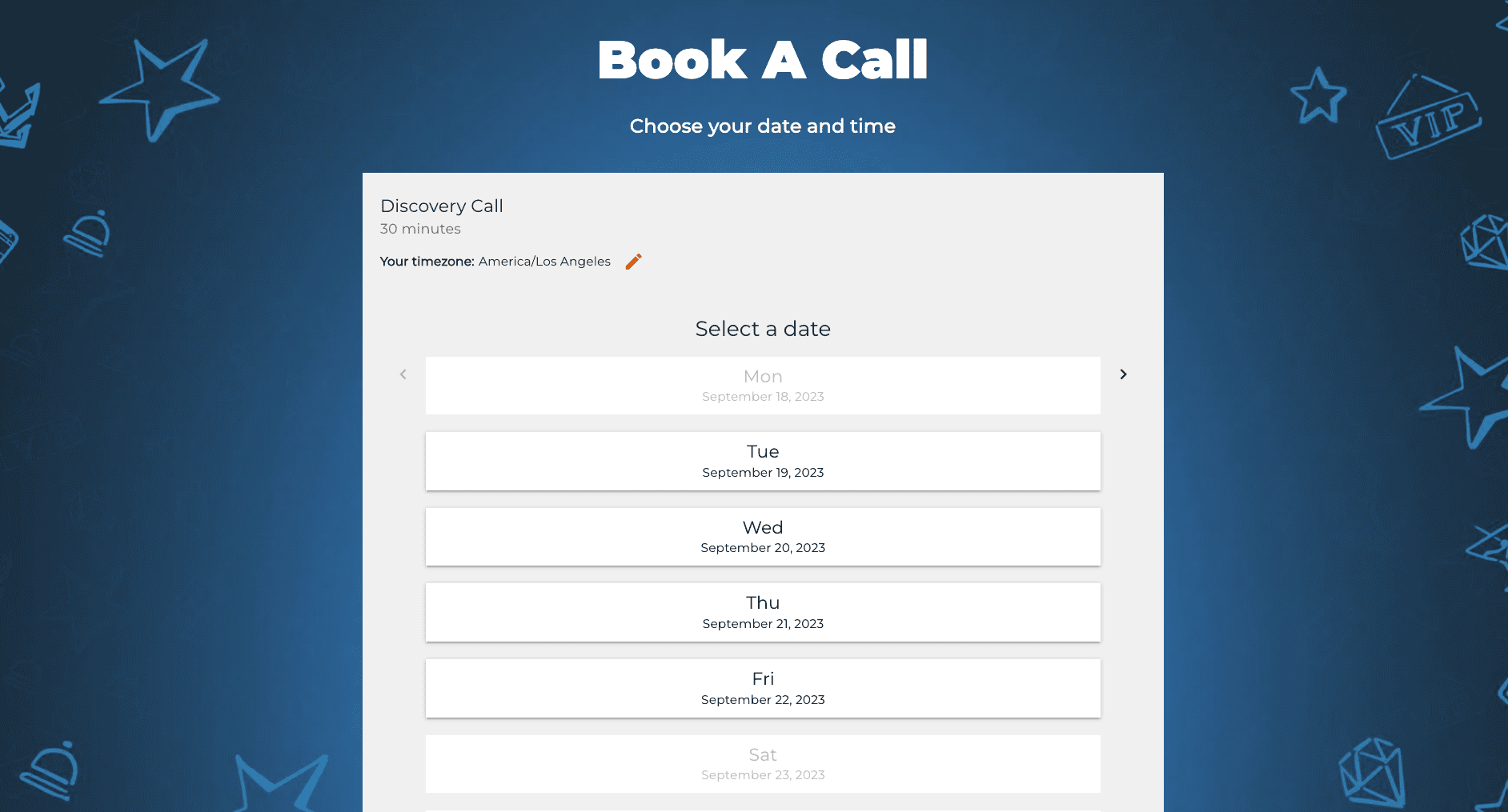 Book A Call Funnel example
