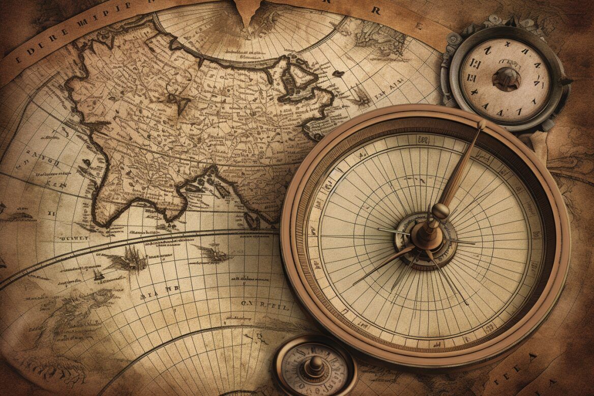 old world map with compass
