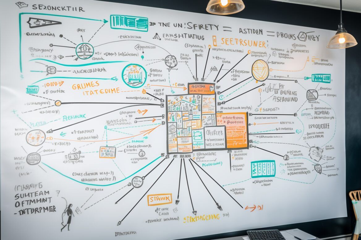 technical seo flowchart on a whiteboard