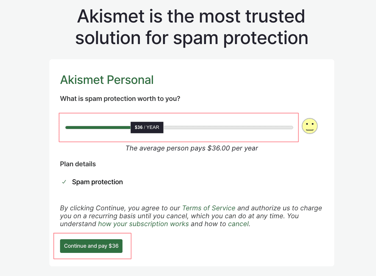 Choose Akismet Price