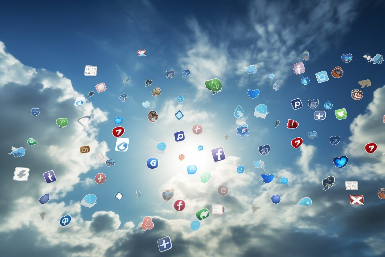 cloud of social media icons