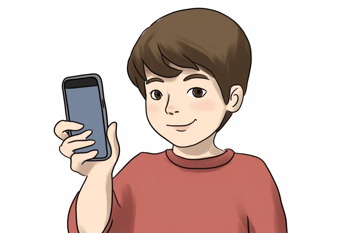 kid holding an iphone