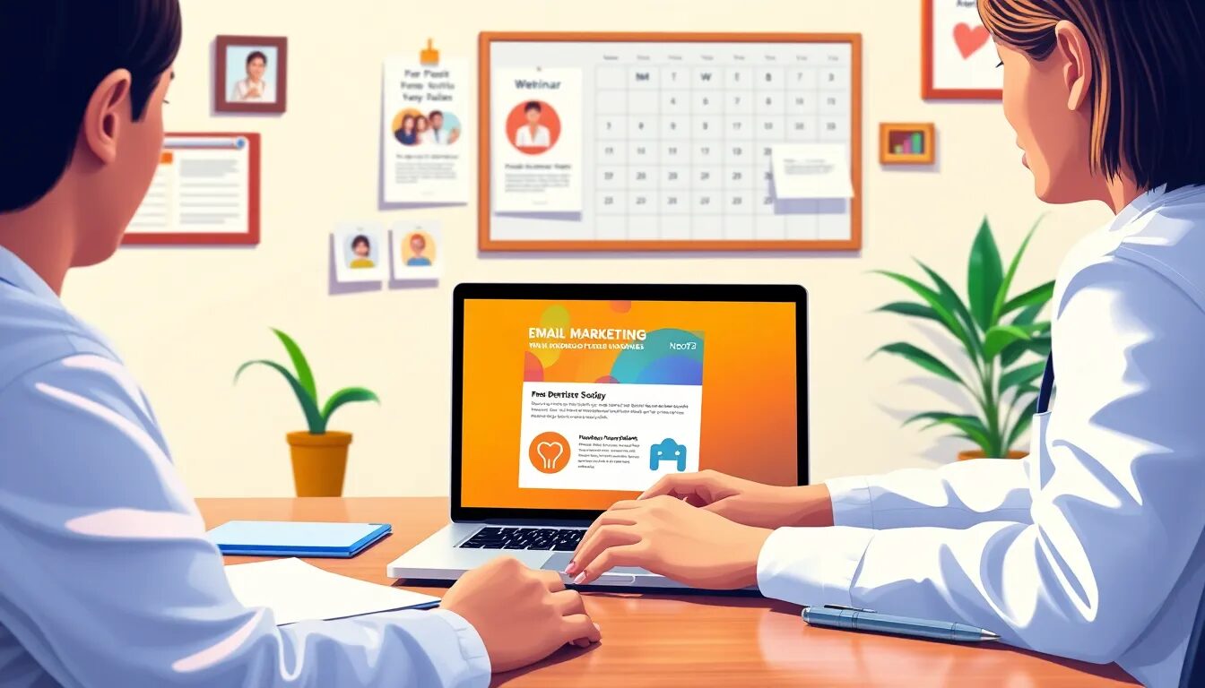looking in a computer implementing email marketing