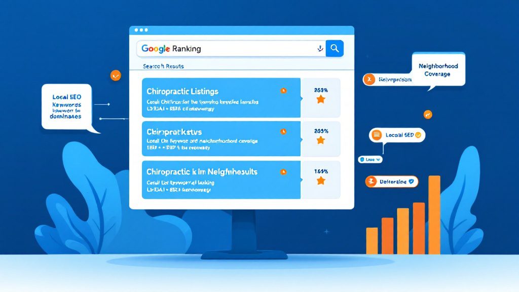Local search results showing chiropractic practice ranking across multiple neighborhoods
