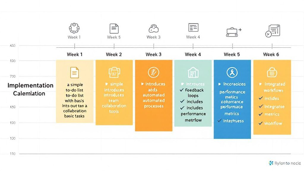 Step-by-step implementation timeline for adopting AI blog workflow in chiropractic practice