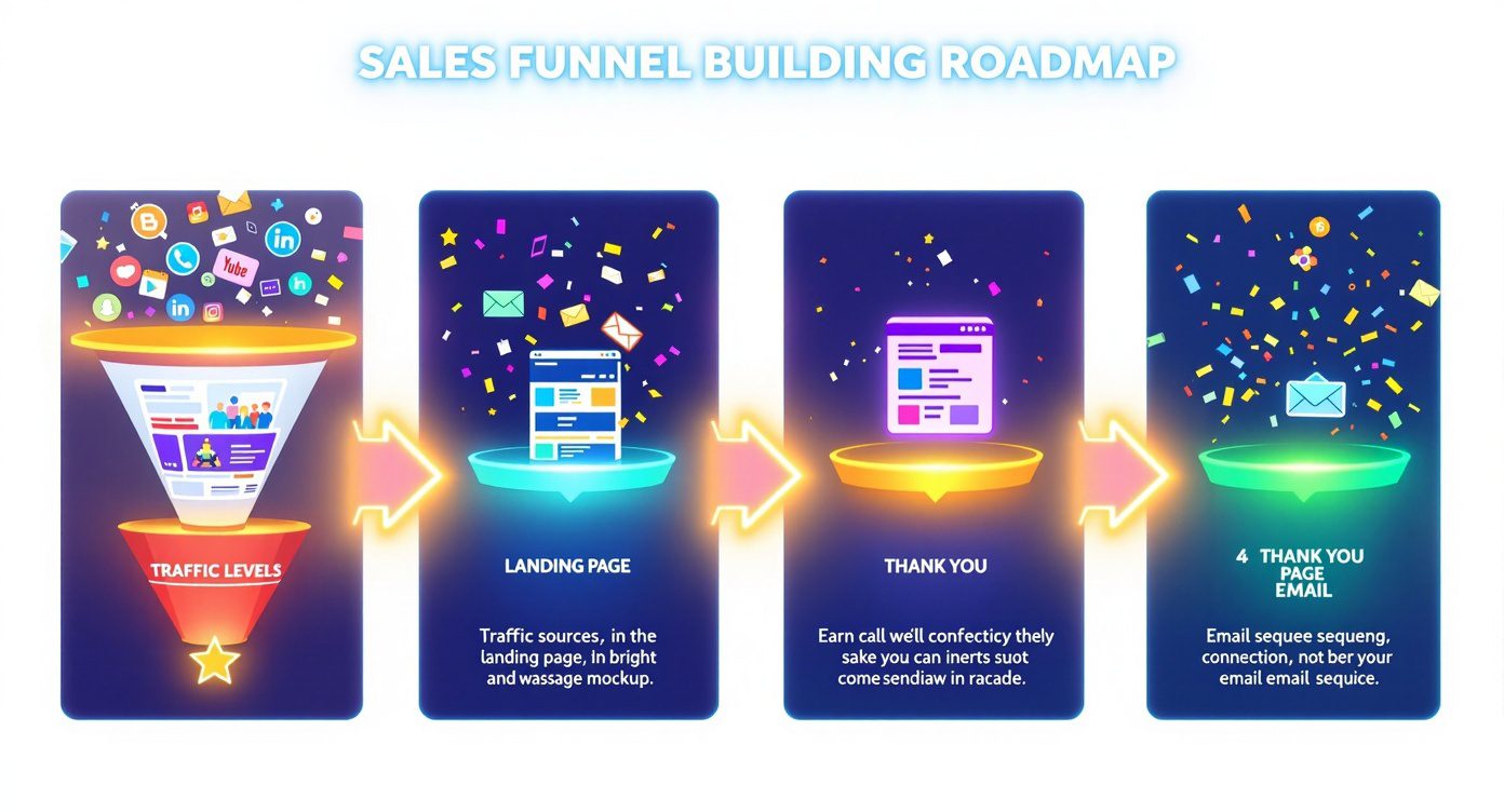 Step-by-step visual guide for building your first sales funnel