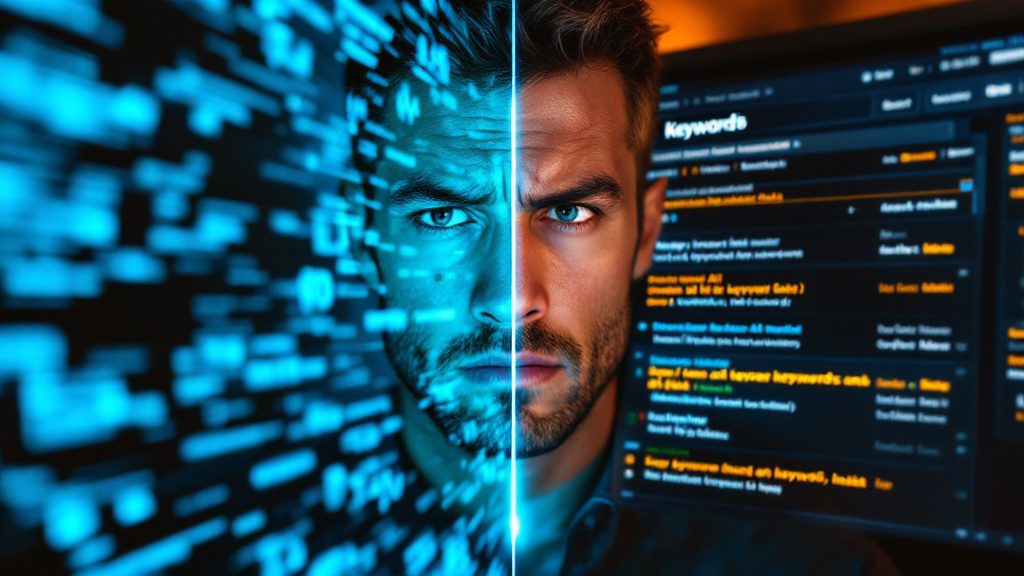 Traditional keyword research confusion versus AI-powered clarity for chiropractors