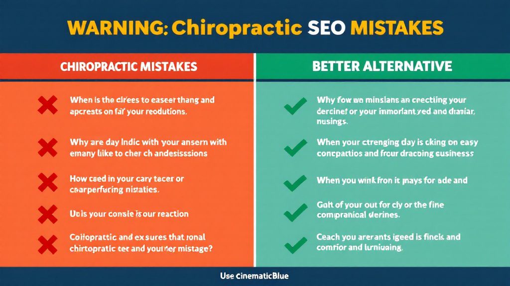 Visual guide showing chiropractic content marketing mistakes to avoid