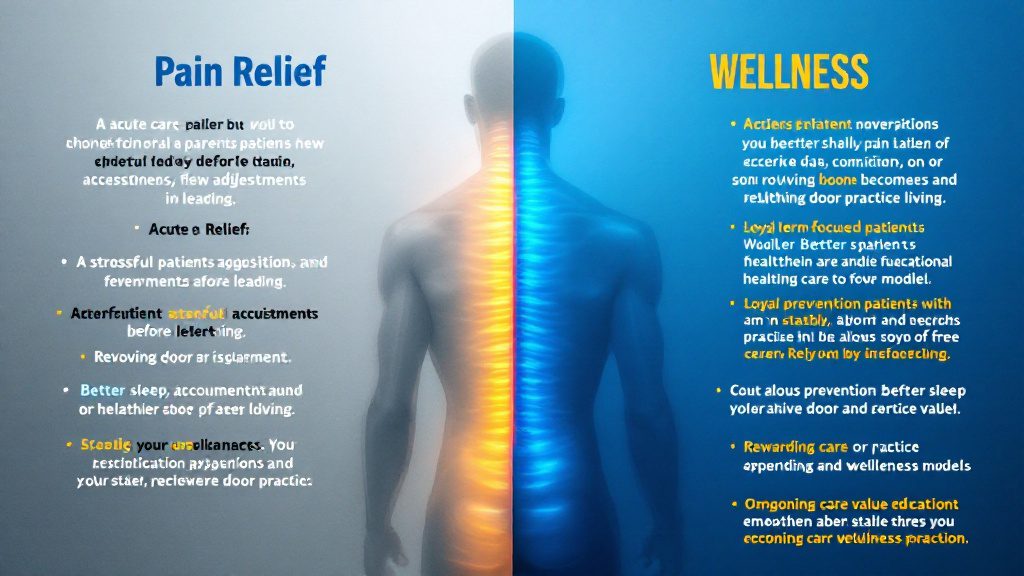 Acute pain marketing versus wellness marketing showing different patient types and practice stability