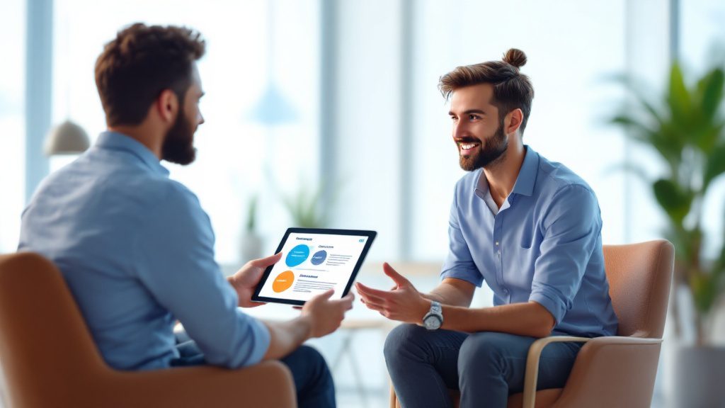 Chiropractor explaining treatment plan phases to patient showing clear communication and goal-oriented care approach Chiropractor explaining treatment plan phases to patient showing clear communication and goal-oriented care approach