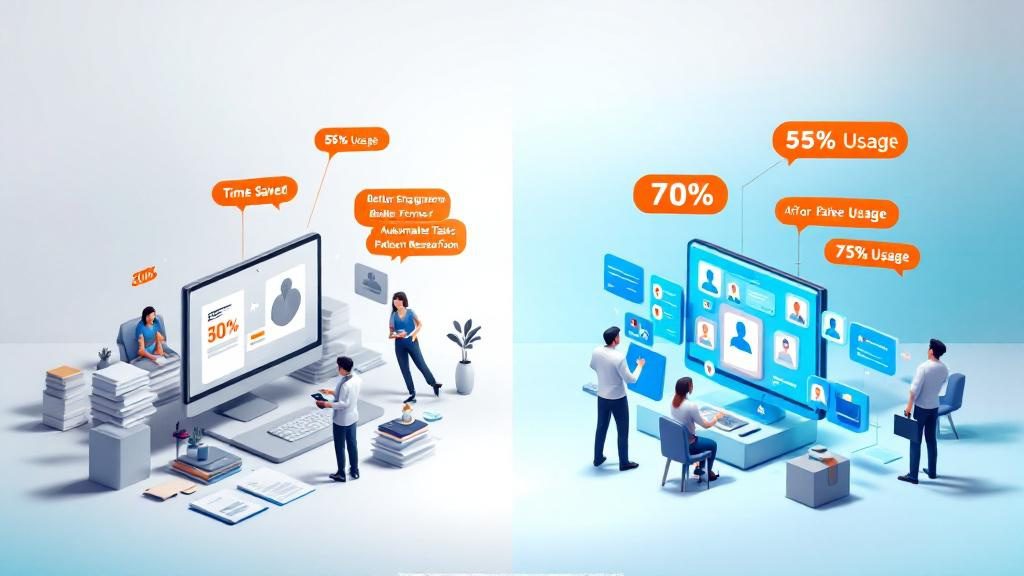Comparison showing unused patient portal wasting investment versus widely-adopted portal improving practice efficiency and patient engagement Comparison showing unused patient portal wasting investment versus widely-adopted portal improving practice efficiency and patient engagement