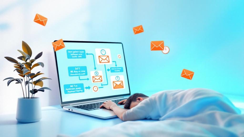 Email automation system showing triggered sequences sending personalized messages to different patient segments automatically 24:7