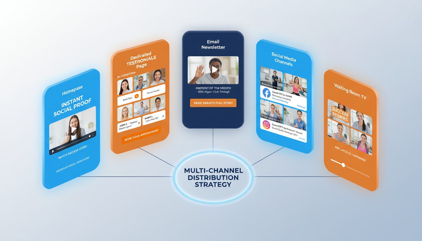 Five strategic locations maximizing video testimonial reach across website_ email_ social media_ and office