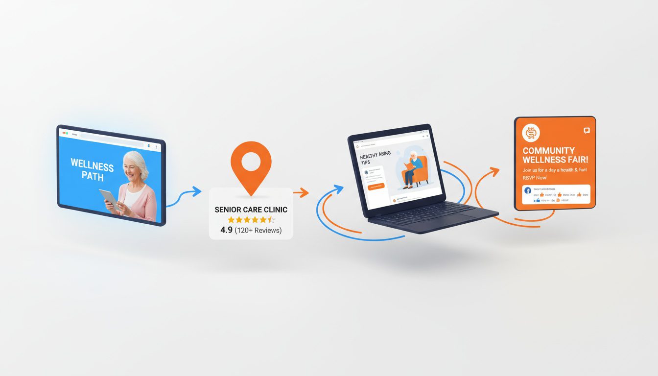 Four digital marketing channels connecting with senior patients online Four digital marketing channels connecting with senior patients online